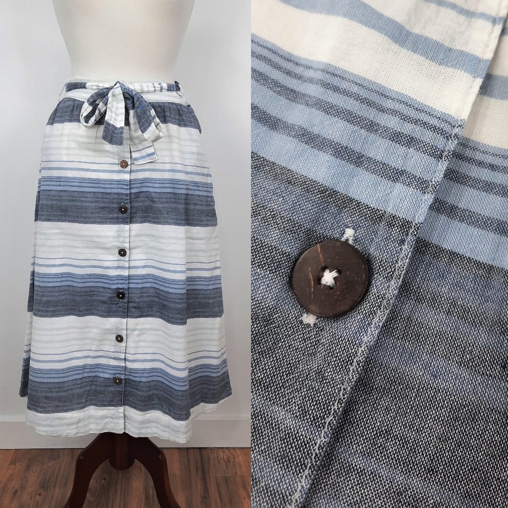 Lined button down striped cotton skirt - Carve Designs brand